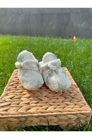 TRİKO YILDIZ DESENLİ YEŞİL PATİK