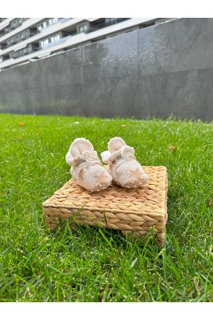 TRİKO KAHVERENGİ YILDIZ DESENLİ  PATİK 