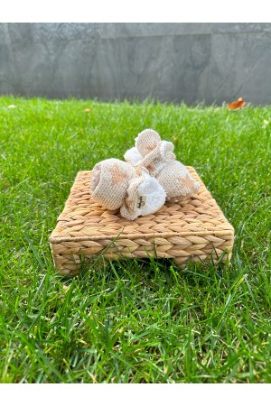 TRİKO KAHVERENGİ YILDIZ DESENLİ  PATİK 