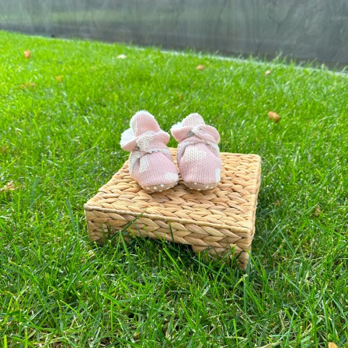 TRİKO KALP DESENLİ PEMBE  PATİK 