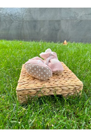 TRİKO KALP DESENLİ PEMBE  PATİK 