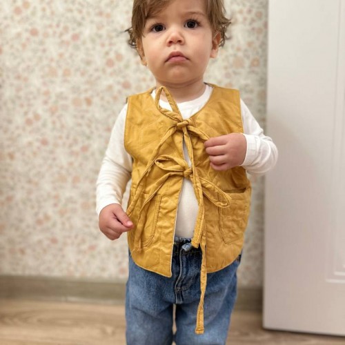 Kapitone Yelek Hardal