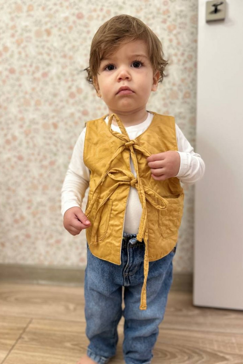 Kapitone Yelek Hardal