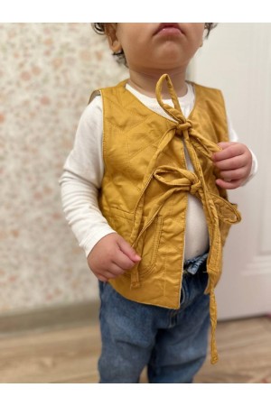 Kapitone Yelek Hardal