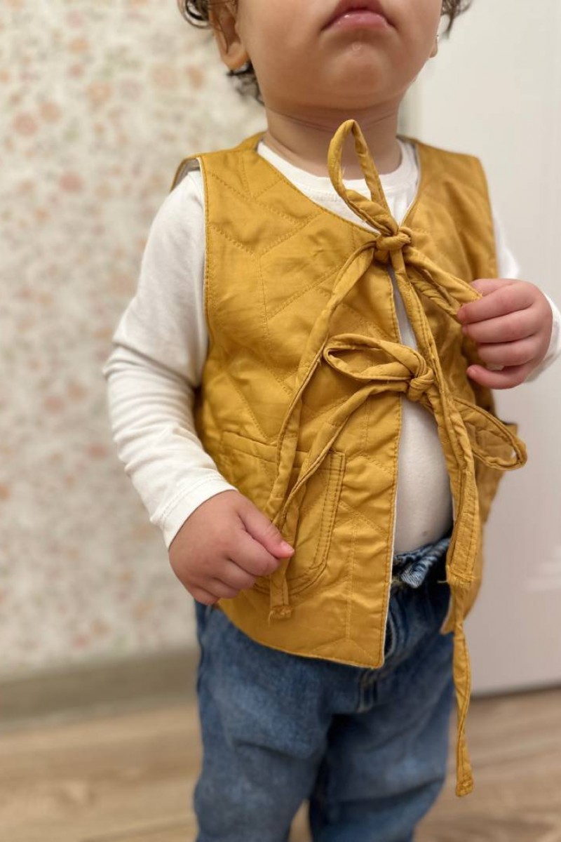 Kapitone Yelek Hardal