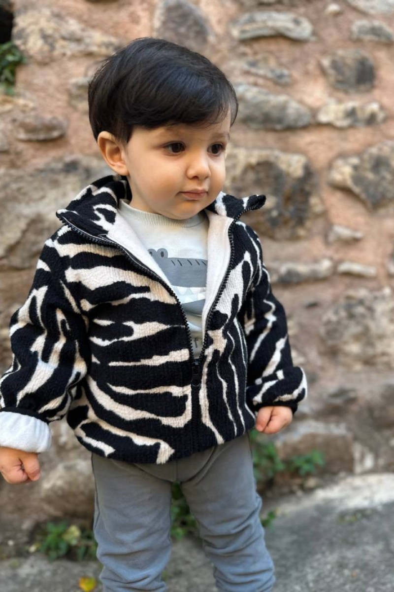 İçi Beyaz Polar Peluş Mont