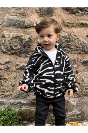 İçi Siyah Polar Peluş Mont