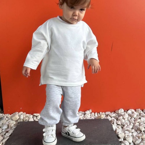 Oversize Uzun Kollu T-shirt Beyaz