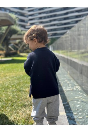 Oversize Uzun Kollu T-shirt Lacivert