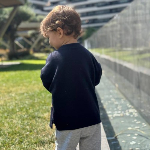 Oversize Uzun Kollu T-shirt Lacivert