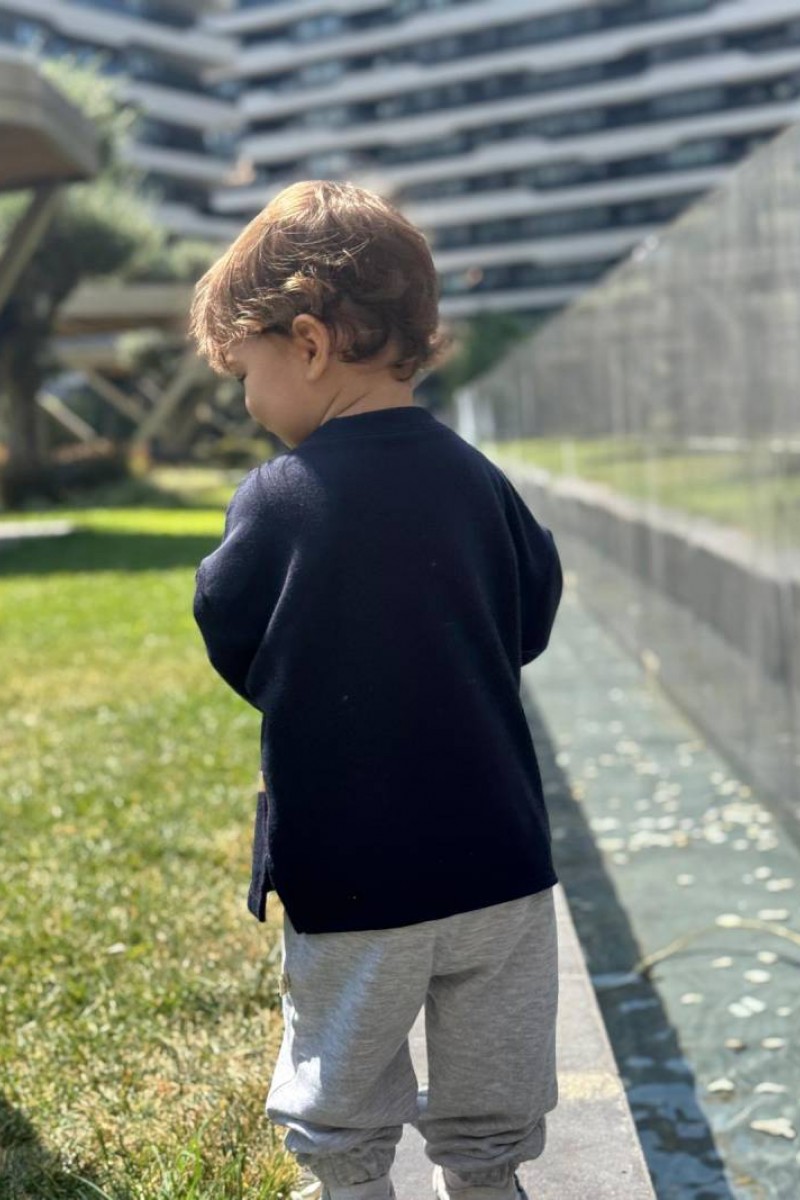 Oversize Uzun Kollu T-shirt Lacivert