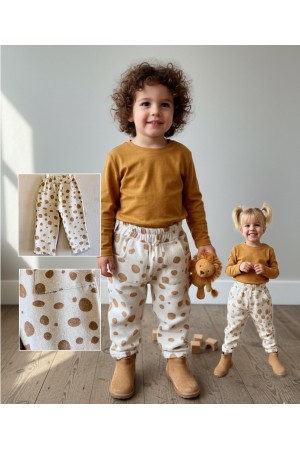 Pamuklu Gabardin Pantolon Puantiye Desen