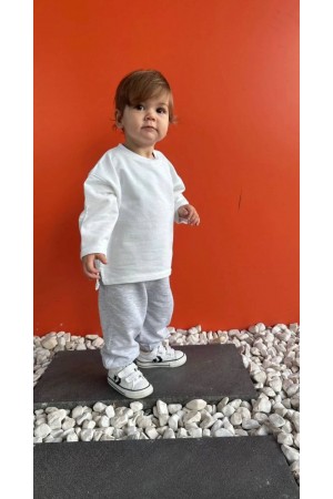 Oversize Uzun Kollu T-shirt Beyaz