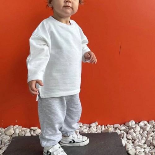 Oversize Uzun Kollu T-shirt Beyaz