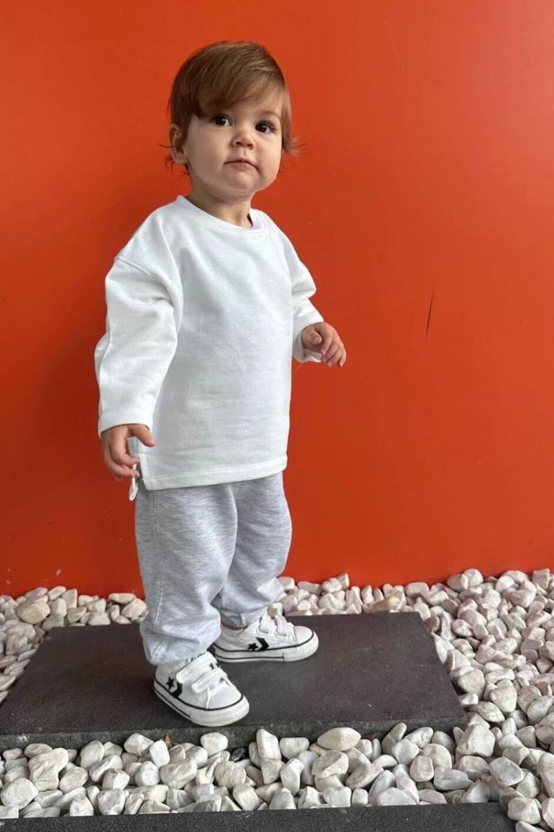 Oversize Uzun Kollu T-shirt Beyaz