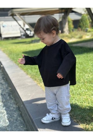 Oversize Uzun Kollu T-shirt Siyah