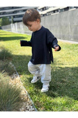 Oversize Uzun Kollu T-shirt Siyah