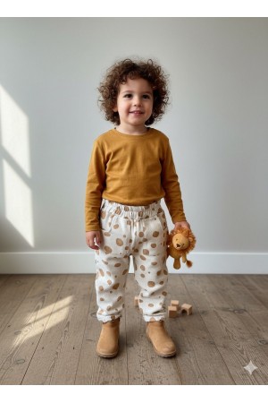 Pamuklu Gabardin Pantolon Puantiye Desen